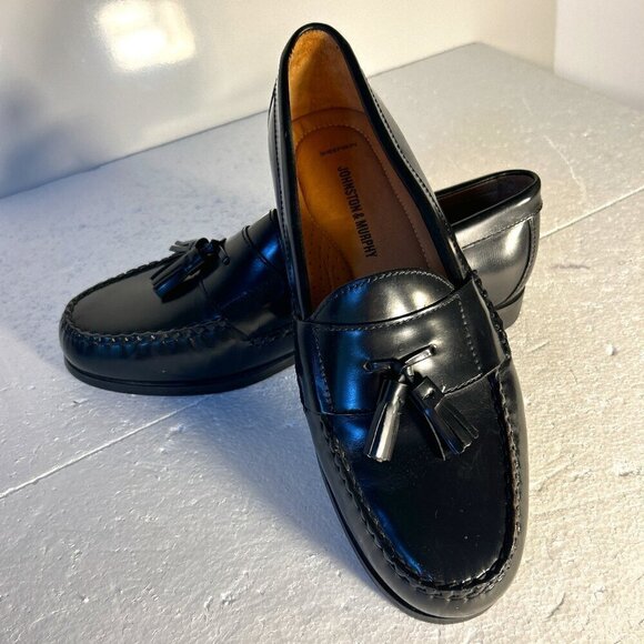 Johnston & Murphy SZ 10 Hayes Black Leather Tassel Loafer Career casual formal - Picture 4 of 11